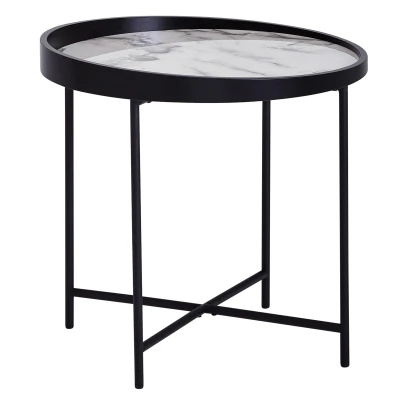Afbeelding van Sky Style Marmer Black Bijzettafel Rond 46 cm