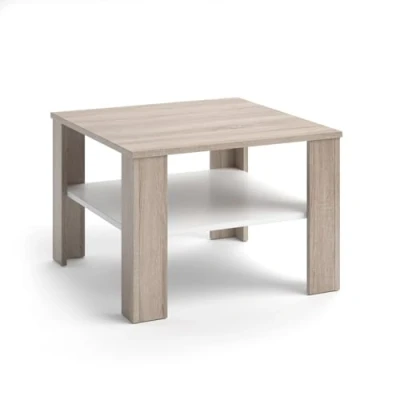 Afbeelding van VICCO salontafel HOMER 60x60 woonkamer koffietafel 3 kleurvarianten +++ bijzettafel met opbergvak top design (sonoma wit)