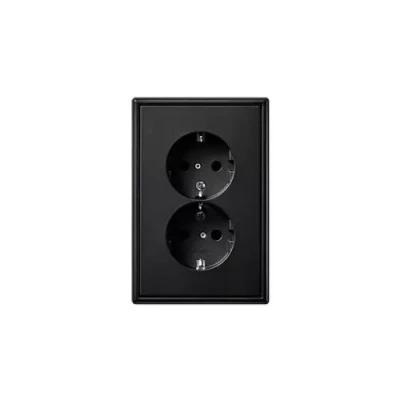 Afbeelding van JUNG LS990 2V wandcontactdoos met randaarde inbouw grafietzwart mat LS5015KISWM