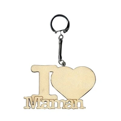 Afbeelding van Artemio 14001714 houten sleutelhanger I Love Maman hout meerkleurig 8 x 0,5 11 cm