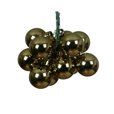 Afbeelding van Kaemingk 12 stuks kerstballen van glasdraad, 2 cm, glanzende clustervorm, kleine decoratieve ballen, kerstdecoratie en kerstdecoratie, rozemarijn