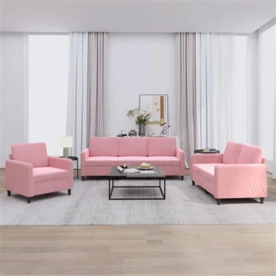 Afbeelding van vidaXL 3 delige Loungeset fluweel roze