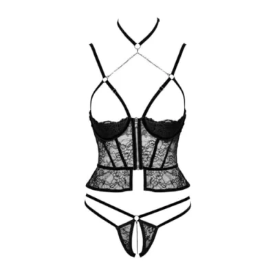 Afbeelding van Longline Korset Open Lingerie Set