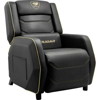 Afbeelding van COUGAR Gaming Gamingstoel Ranger S Royal bank zwart en goud pvc leer hoofdsteun lendenkussen opvouwbare voetensteun rugleuning