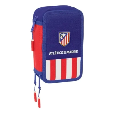 Afbeelding van Driedubbele Pennenzak Atlético Madrid Blauw Wit Rood 12,5 x 19,5 5,5 cm 37 Onderdelen