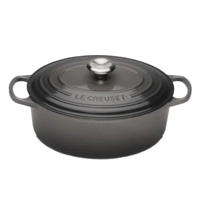 Afbeelding van Le Creuset Signature braadpan van geëmailleerd gietijzer met deksel, Ø 27 cm, ovaal, 4,1 liter, 4,425 kg, Flintgrijs, 21178274442430
