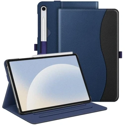 Afbeelding van Fintie Samsung Galaxy Tab S9 FE 10,9 inch / 11 2023 tablethoes, multi hoek beschermhoes met documentenvak en automatische slaap/waakfunctie, donkerblauw