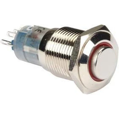 Afbeelding van Hoge Ronde Metalen Schakelaar Spdt 1No 1Nc Rode Ring