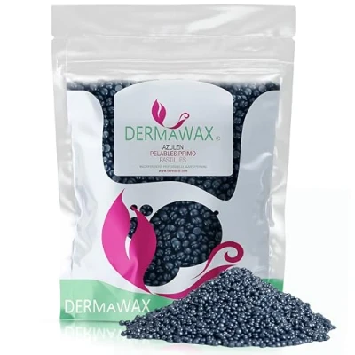 Image de Dermawax 1 kg Cire Premium Sans Bandes, Épilation Brésilienne Azulène Pour Corps Entier, Visage, Aisselles, Maillot Douce, Basse Température, Fabriquée en Italie (1 kg, Azulene)