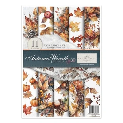 Afbeelding van ITD Collection rijstpapier voor snijtechniek A4 scrapbooking, kaarten maken, kunstdagboek 29,7 x 21 cm herfst Wreath RP 076