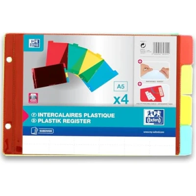Image de Elba 100210616 Lot de 8 intercalaires en plastique vierges colorés DIN A4