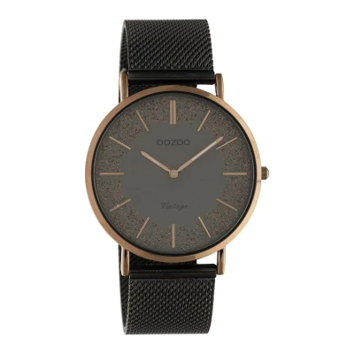 Afbeelding van OOZOO Vintage series Bruine horloge met titanium metalen mesh armband C20139 Ø40