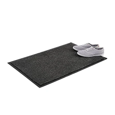Afbeelding van Relaxdays schoonloopmat grijs deurmat binnen droogloopmat voetmat extra dun 60x90cm