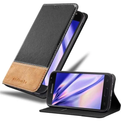 Afbeelding van Cadorabo Hoesje geschikt voor Samsung Galaxy J5 2017 in ZWART BRUIN Beschermhoes met magnetische sluiting, standfunctie en kaartvakje Book Case Cover Etui