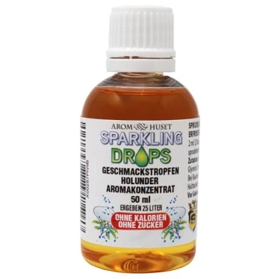 Afbeelding van Geconcentreerde vlierbloesemdruppels, 1 fles van 50 ml geeft 25 liter, sterk geconcentreerd aroma, suikervrij, voor bruismachine, gebruiksklare drank, caloriearm