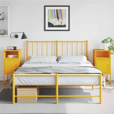 Afbeelding van Nachtkastjes 2 st 36x39x78 cm staal mosterdgeel