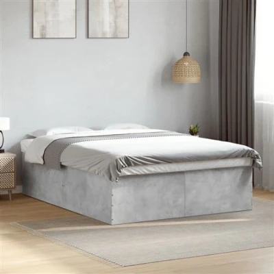 Afbeelding van vidaXL Bedframe bewerkt hout betongrijs 160x200 cm