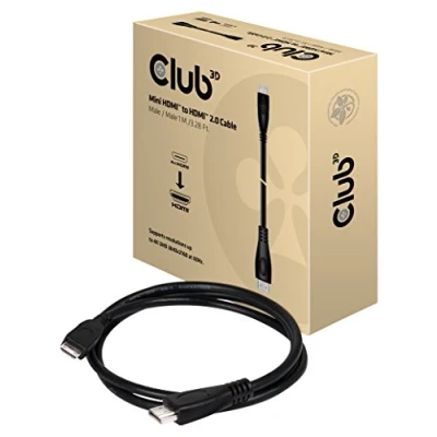 Afbeelding van club3D CAC 1350 HDMI kabel Aansluitkabel mini C stekker, A stekker 1.00 m Zwart 4K UHD