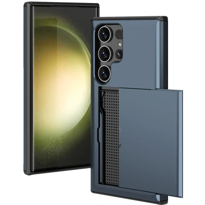 Afbeelding van iMoshion Hoesje Geschikt voor Samsung Galaxy S24 Ultra Ruimte 2 pasjes Backcover met pasjeshouder Donkerblauw