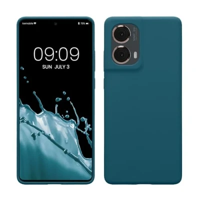 Afbeelding van kwmobile telefoonhoesje geschikt voor Motorola Moto G85 5G Hoesje met siliconen coating Smartphone case in mat petrol