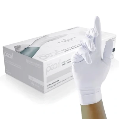 Afbeelding van Unigloves White Pearl GP0022 Nitril wegwerphandschoenen, poeder en latexvrij, wit, maat S, 100 stuks