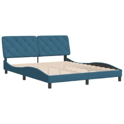 Afbeelding van vidaXL Bedframe met hoofdeinde fluweel blauw 160x200 cm