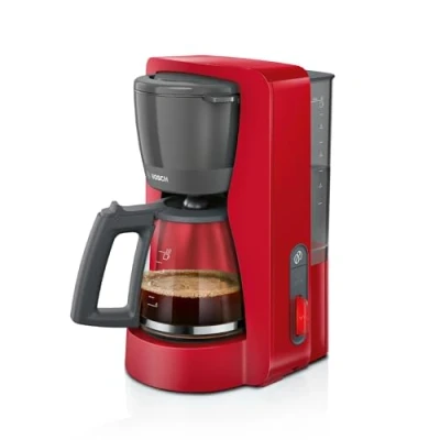 Image de Cafetiere Filtre Bosch Tka3M134 Mymoment Rouge Verseuse Verre Fonction Aroma Plus Maintien Au Chaud Jusqu&#039;A 60 Min