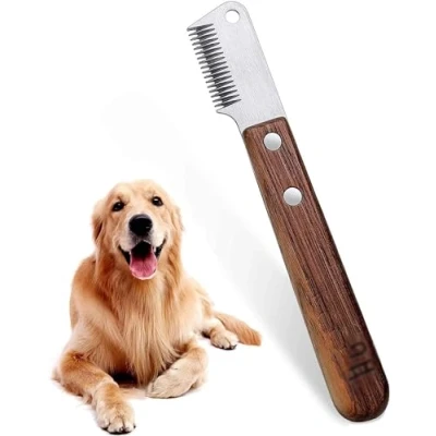 Afbeelding van Lushly Honden Trimmer Mes, Huisdier Scheerkam, Verzorging Gereedschap Benodigdheden Kammen, Hond Houten Handvat Kam voor en Katten