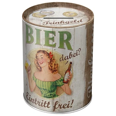 Afbeelding van Tinnen Spaarpot Trinkgeld Bierkasse