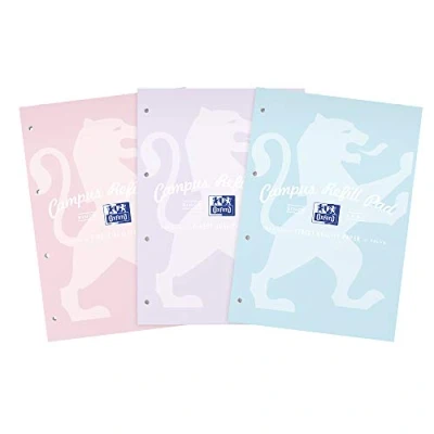 Afbeelding van Oxford Campus 3 blokken A4 gelinieerd papier, 140 pagina&#039;s, pastelkleuren