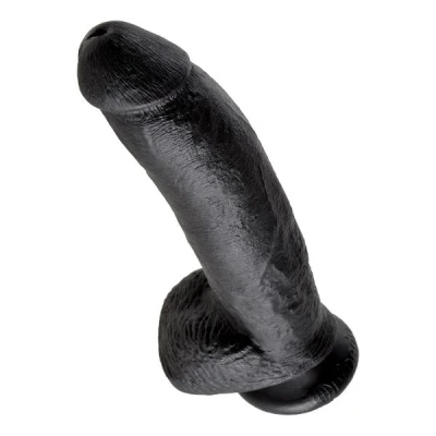 Afbeelding van Zwarte realistische dildo met ballen 23 cm