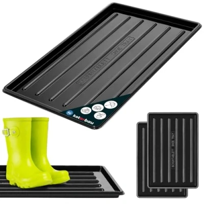 Afbeelding van KOTARBAU® Set van 2 schoenenafdruipbakjes 45 x 30 cm, zwart