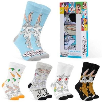 Afbeelding van Looney Tunes Sokken voor heren, 5 paar Humoristische herensokken, grappig cadeau idee, veelkleurig, maat 39 44, 40 45 EU