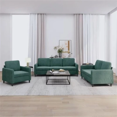 Afbeelding van vidaXL 3 delige Loungeset fluweel donkergroen
