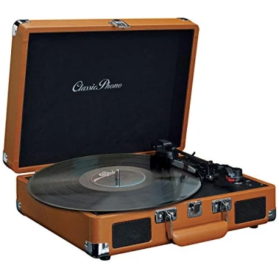 Afbeelding van Classic Phono TT 10BN Koffer Platenspeler met 2 ingebouwde speakers Bruin Brown