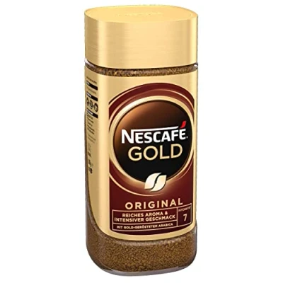 Afbeelding van NESCAFÉ Gold Original Koffiebonenkoffie, oplosbaar van geraffineerde koffiebonen met cafeïne (1 x 200 g)