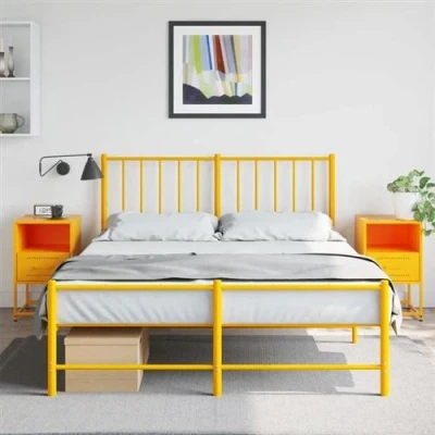 Afbeelding van Nachtkastjes 2 st 36x39x60,5 cm staal mosterdgeel