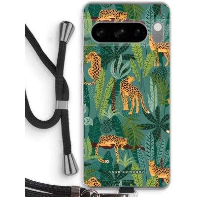 Afbeelding van Case Company® hoesje met Koord geschikt voor Google Pixel 8 Pro Luipaard 2 Telefoonhoesje Zwart Bescherming aan alle Kanten en Over de Schermrand