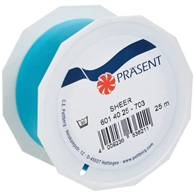 Afbeelding van PRÄSENT Sheer Organza lint turquoise 25 m geschenkverpakking 40 mm breed cadeaulint accessoires voor decoratie en knutselen, decoratief geschenken