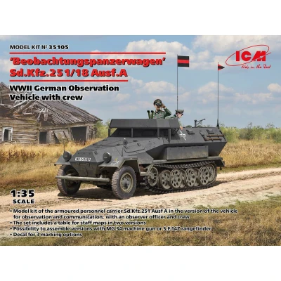 Afbeelding van 1:35 ICM 35105 Beobachtungspanzerwagen Sd.Kfz.251/18 Ausf.A WWII German Observation Plastic Modelbouwpakket