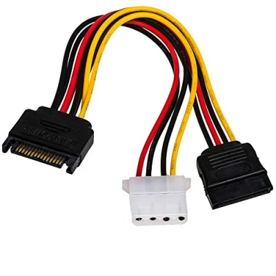 Image de Akyga Adaptateur secteur alimentation SATA (M) pour interne 4 plots, (F) 15 cm