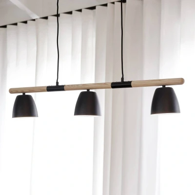 Afbeelding van Hanglamp Theo, 3 lamps, van essenhout
