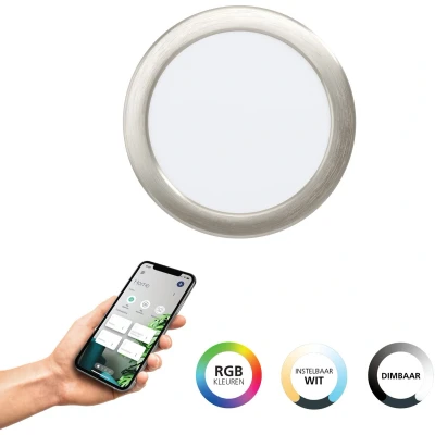 Afbeelding van EGLO connect.z Fueva 6 Z Smart Inbouwspot Badkamer/Buiten LED Ø 16.8 cm Grijs Instelbaar RGB &amp; wit licht Dimbaar Zigbee