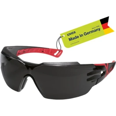 Afbeelding van Uvex pheos cx2 veiligheidsbril, met beugels, supravision excellence technologie, metaalvrij, anti condens, krasbestendig, eenheidsmaat, zwart/rood, grijs 2% (IR ex 5)