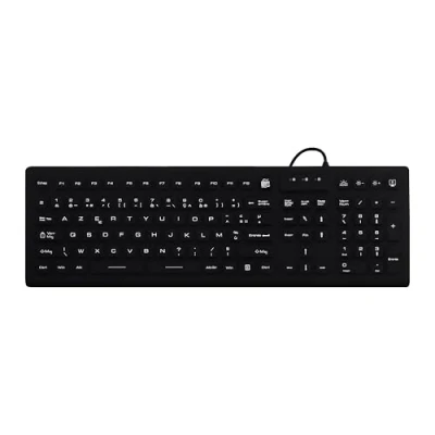 Afbeelding van T&#039;nB Clavier Filaire Médical 100% Etanche certifié IP68, Résiste à l&#039;eau et la Poussière, Rétroéclairé, Layout Français AZERTY, Revêtement Silicone Facilement Nettoyable, Antibactérien Noir