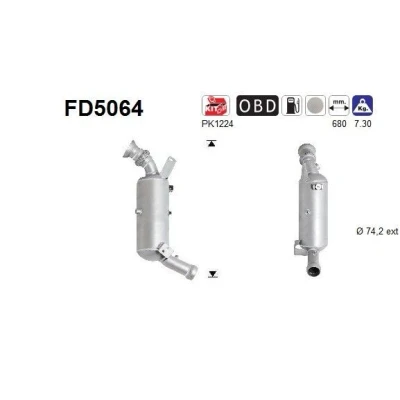 Afbeelding van AS FD5064 Roetfilter Euro 5 Cordieriet MERCEDES BENZ: C Class Saloon, E T modell, Saloon