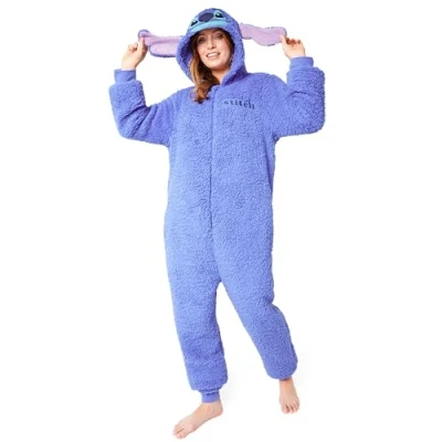 Afbeelding van Disney Pyjama voor kinderen, rompertje meisjes, fleece, overpyjama, pyjama, Stitch, jongeren, 4 15 jaar, Blauwe Stitch