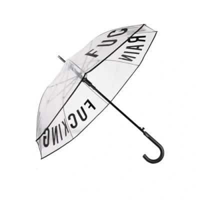 Afbeelding van Fisura transparante paraplu &quot;f*cking rain&quot;. Jonge en modieuze paraplu. Automatische met knop. Stevige windparaplu. 103 centimeter in diameter., Regen, transparant