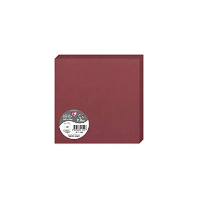 Afbeelding van Clairefontaine 12180C 25 dubbele kaarten vierkant formaat 16 x cm 210 g/m² kleur: bordeauxrood uitnodigingskaarten evenementen en overeenstemming serie pollen premium papier glad