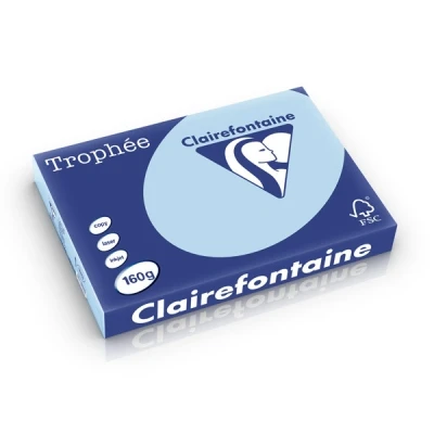 Image de Ramette de papier couleur Clairefontaine Trophée A3 160 g/m² Bleu vif 250 feuilles